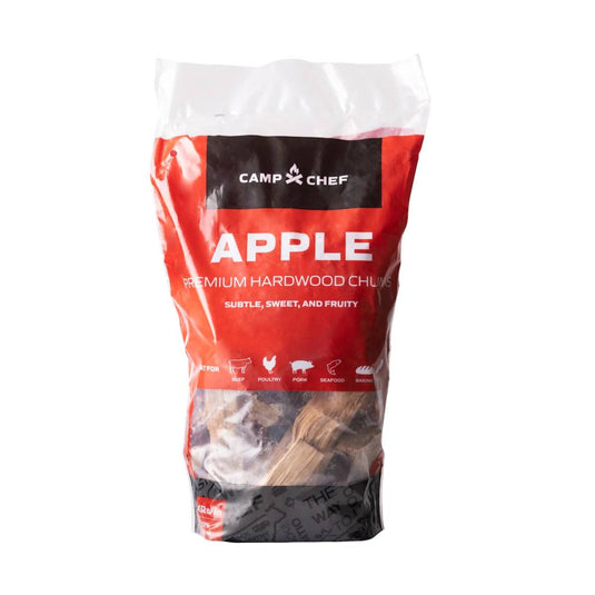 Camp Chef Wood Chunks offer subtle, sweet, and fruity flavors ideal for smoking or grilling pork, poultry, fish, seafood, and baked goods on your hardwood grill.