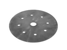 Load image into Gallery viewer, The Camp Chef Flame Tamer is a smooth, round raw steel disk with a central hole and eight evenly spaced smaller holes. Its metallic design makes it an ideal heat diffuser for efficient cooking control.
