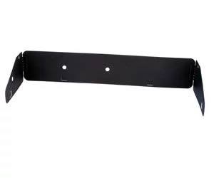 The Camp Chef Cooking System Windscreen is a black metal mounting bracket with three center holes and bent ends, designed for easy surface attachment and added flame protection for your cooking system.