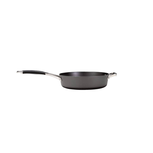 The Camp Chef Heritage Skillets feature a black nonstick finish for superior searing, a long silver handle, and a small helper handle opposite, shown on a white background.