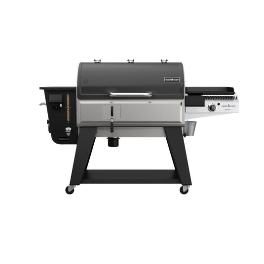 Black and silver grill on a white background